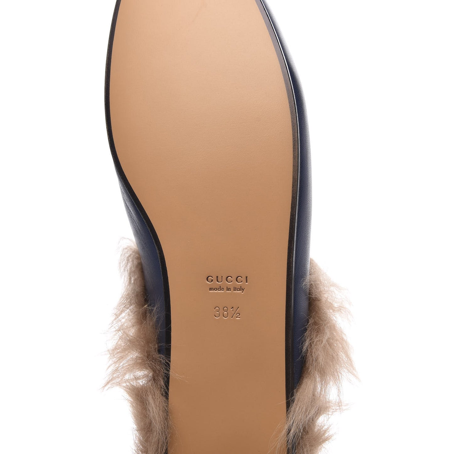 Malaga Kid Fur Womens Princetown Slippers 38.5 Blue Agata