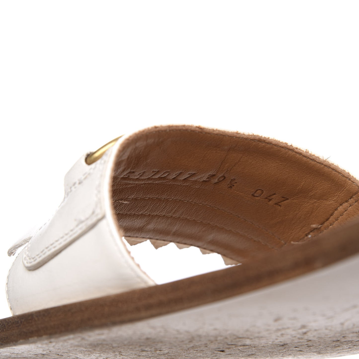 Malaga Kid Fringe Horsebit Slide Sandals 39.5 White