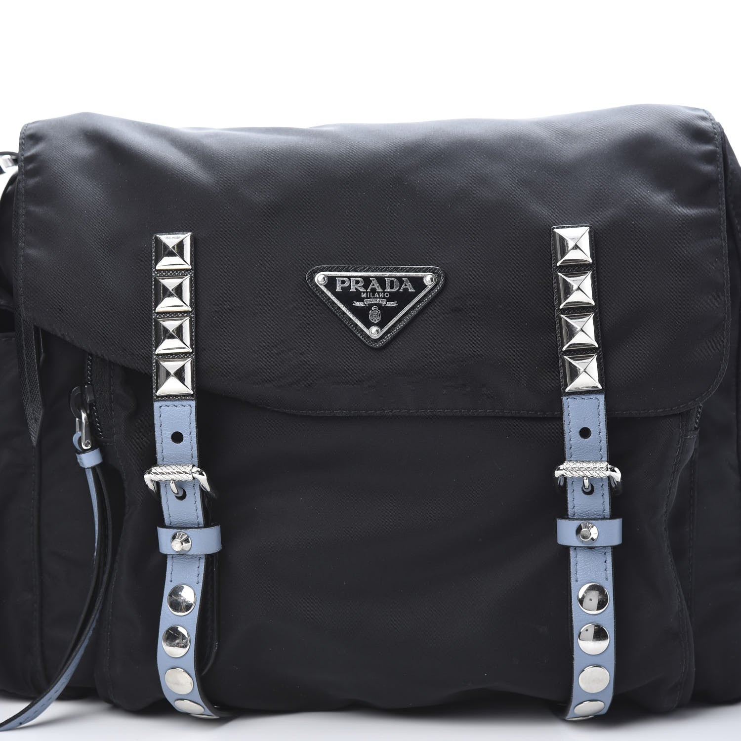 Prada Nylon New Vela Studded Messenger Black Astrale 8 of 13