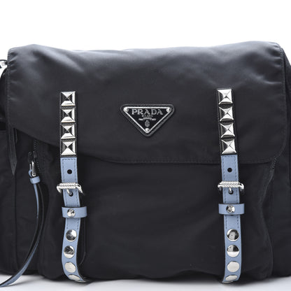 Prada Nylon New Vela Studded Messenger Black Astrale 8 of 13
