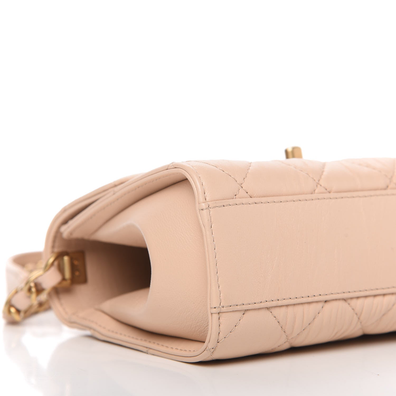 Chanel Crumpled Lambskin Quilted Mini CC Links Top Handle Flap Beige 6 of 10