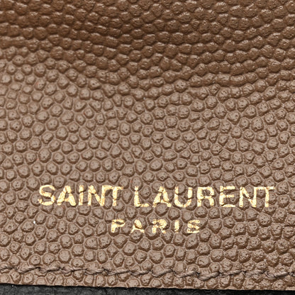 Saint Laurent Grain De Poudre Uptown Monogram Card Case Dark Beige 6 of 7