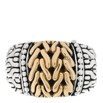 John Hardy Sterling Silver 18K Yellow Gold Classic Chain Dome Ring 51 5.75 1 of 4