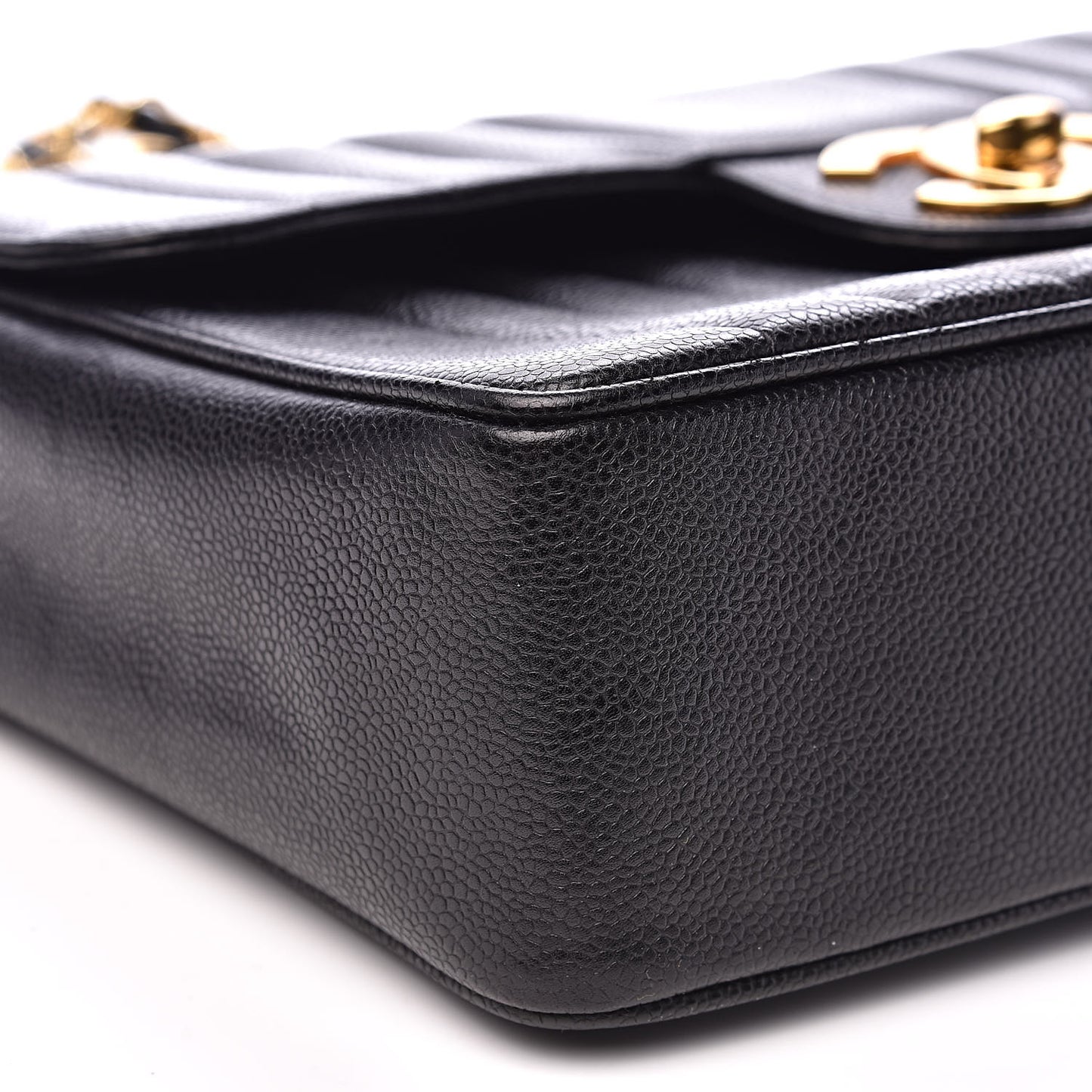 Caviar Vertical Quilted Jumbo Single Flap Black
