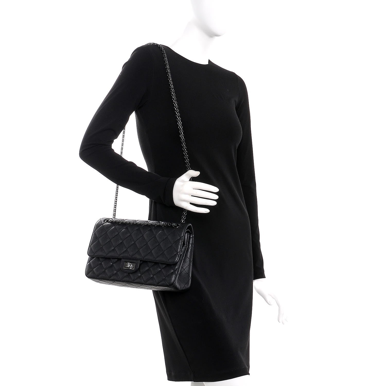 Chanel Crumpled Calfskin Quilted 2.55 Reissue 226 Flap So Black 2 of 8