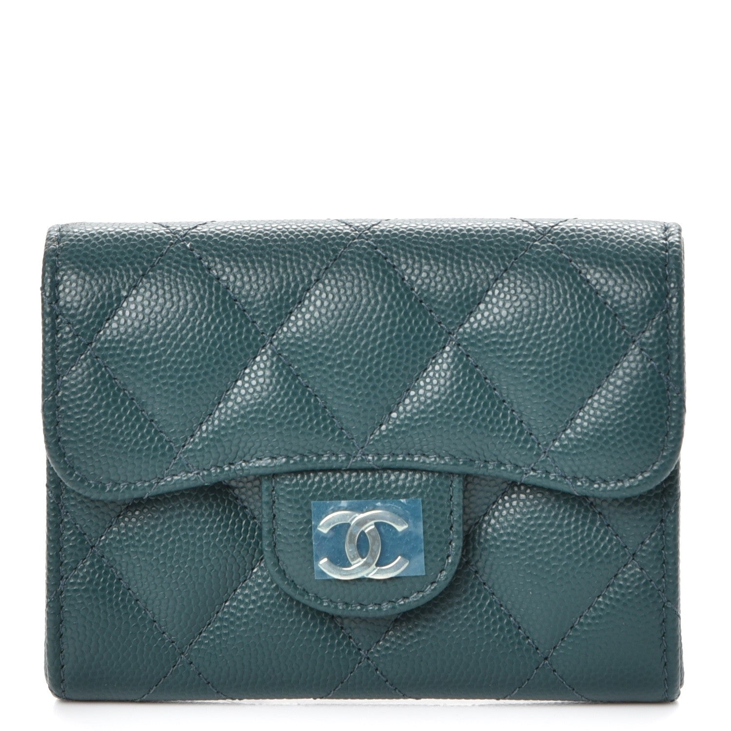 Chanel Caviar Quilted Flap Card Holder Green 1 of 9