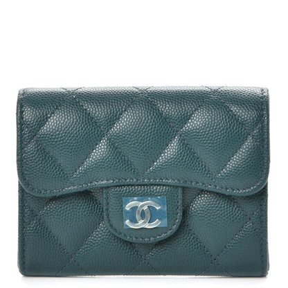 Chanel Caviar Quilted Flap Card Holder Green 1 of 9