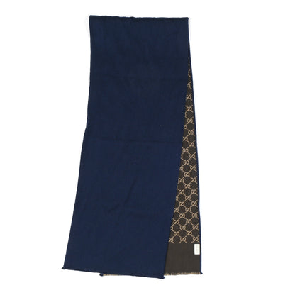 Gucci Wool Silk GG Monogram Ripon Simple Scarf Brown Blue 2 of 5