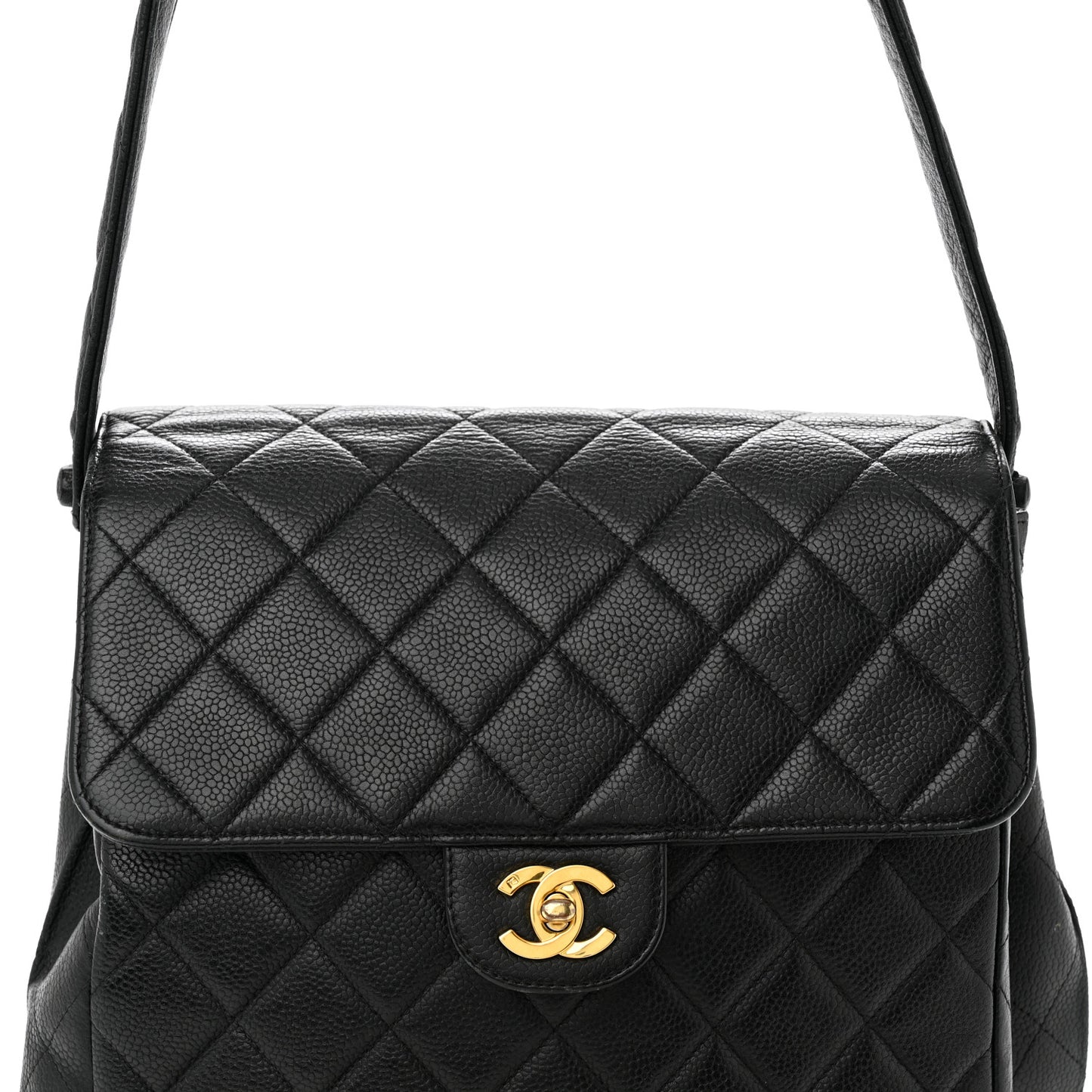 Caviar Quilted Medium Kelly Flap Black