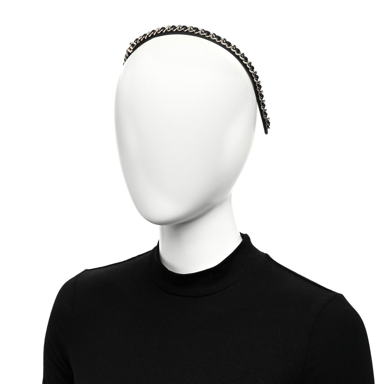 Chanel Metal Lambskin Chain CC Headband Black Gold 2 of 6