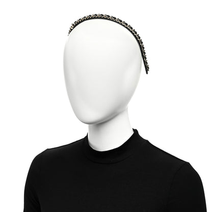 Chanel Metal Lambskin Chain CC Headband Black Gold 2 of 6
