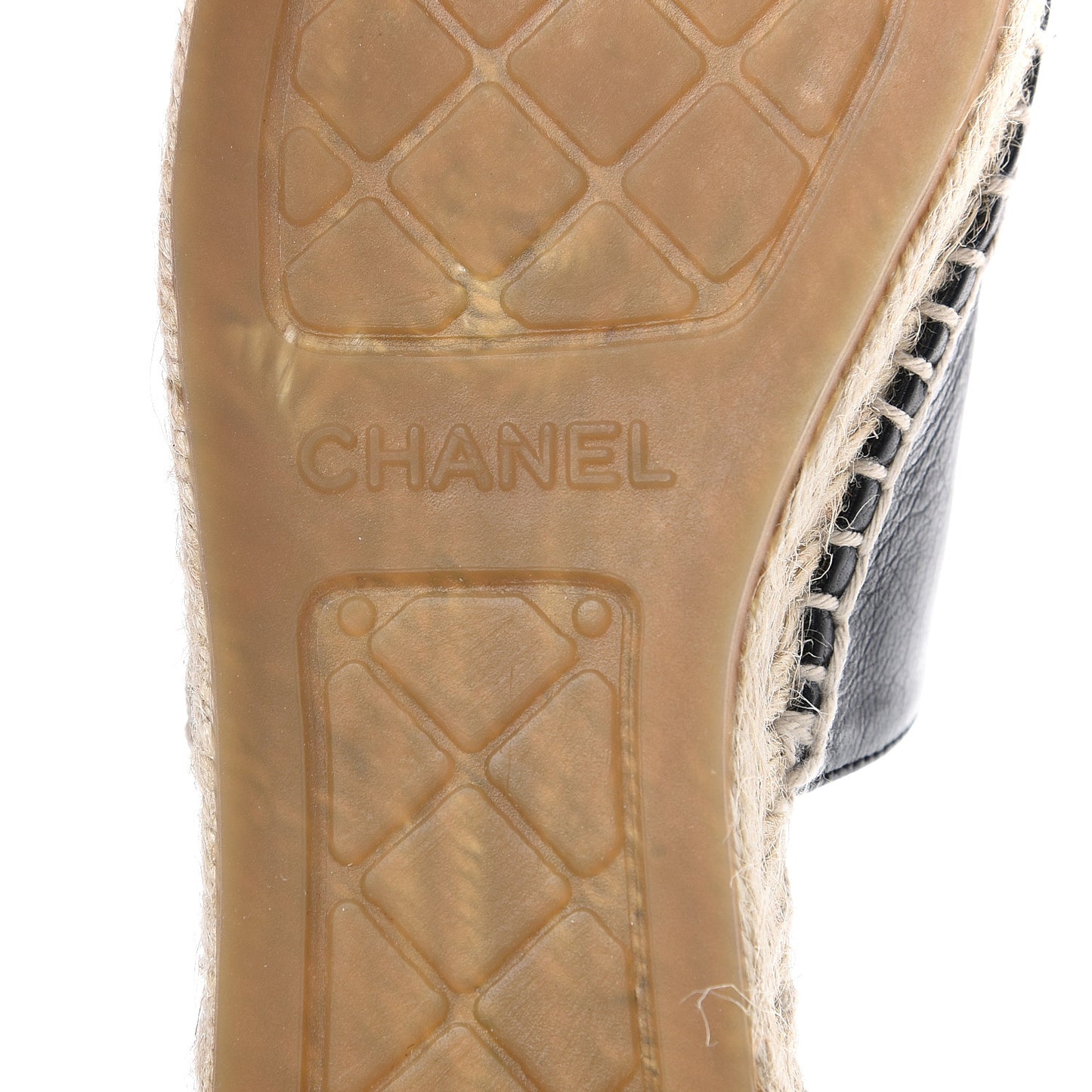 Iridescent Goatskin Patent CC Espadrille Mules 35 Black