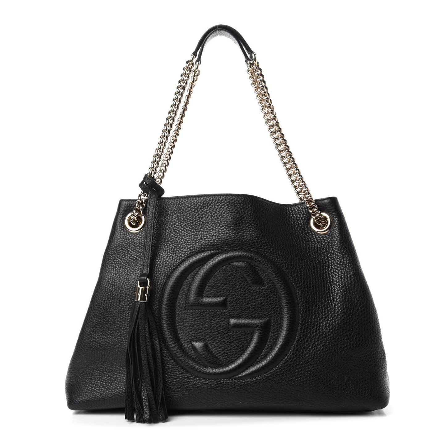 Pebbled Calfskin Medium Soho Chain Shoulder Bag Black