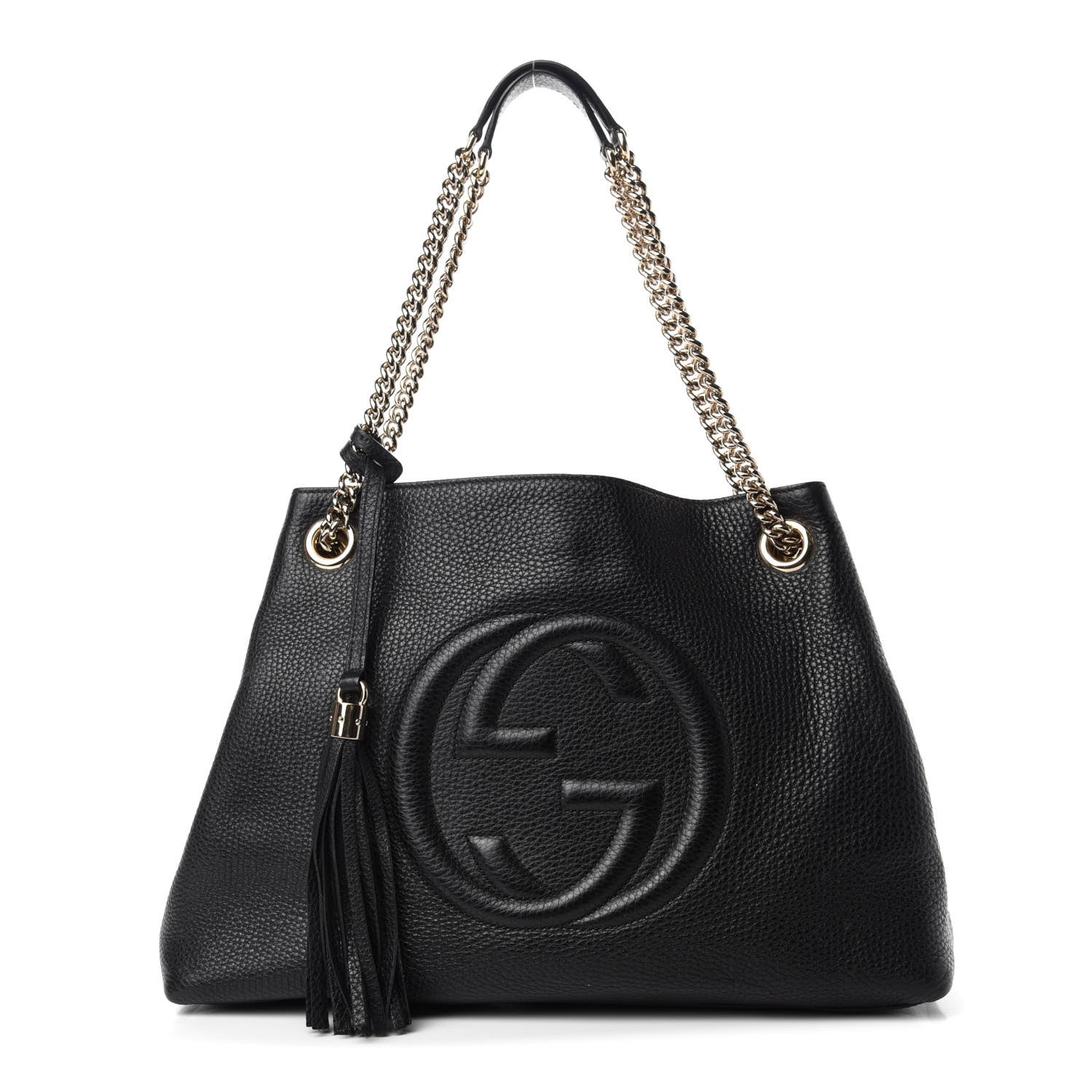 Gucci Pebbled Calfskin Medium Soho Chain Shoulder Bag Black 1 of 12