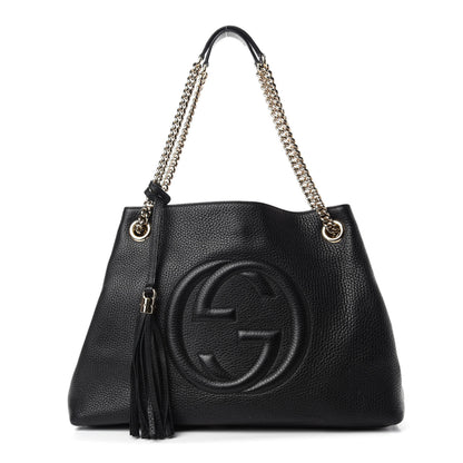 Gucci Pebbled Calfskin Medium Soho Chain Shoulder Bag Black 1 of 12
