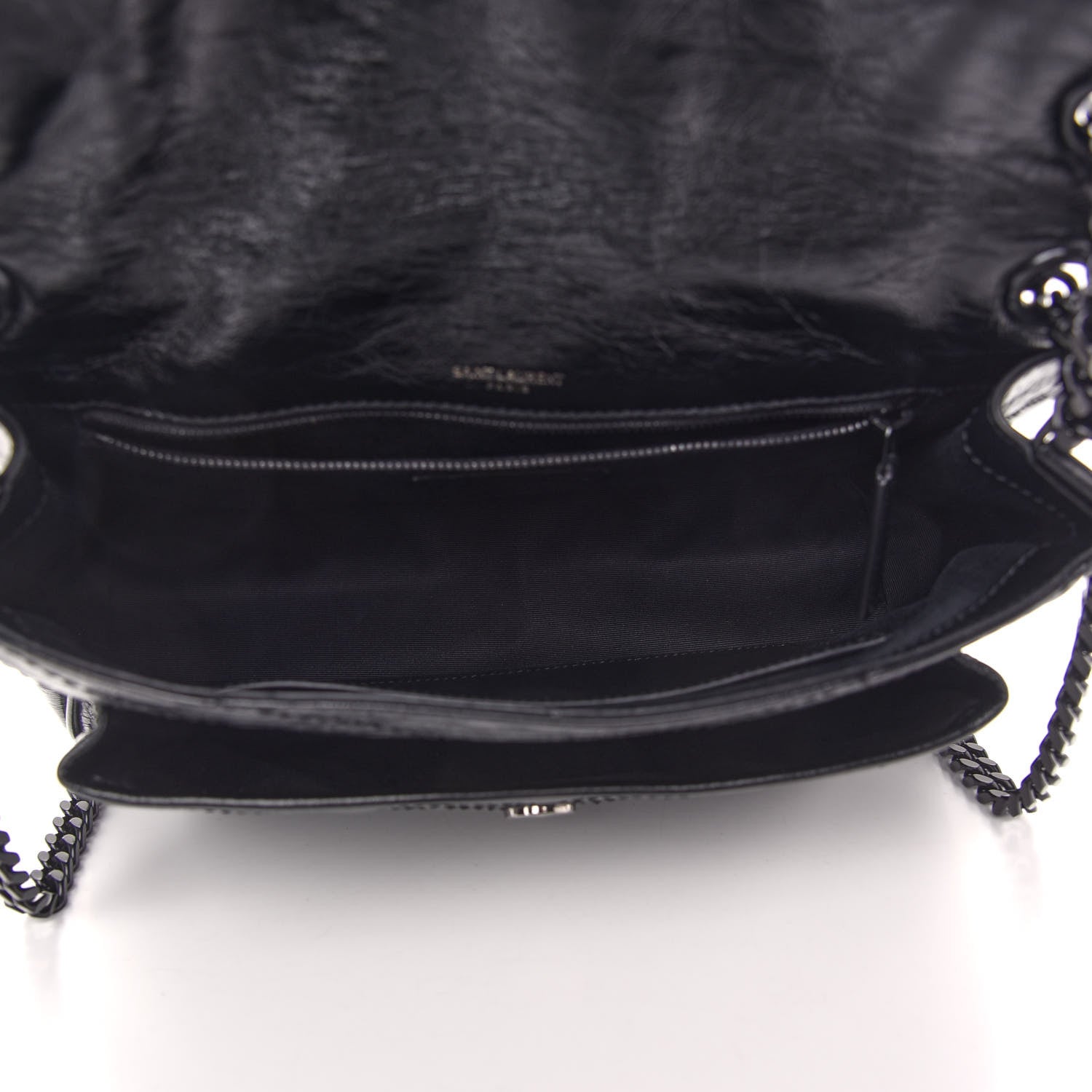 Saint Laurent Crinkled Calfskin Matelasse Monogram Medium Niki Chain Satchel Black 5 of 8