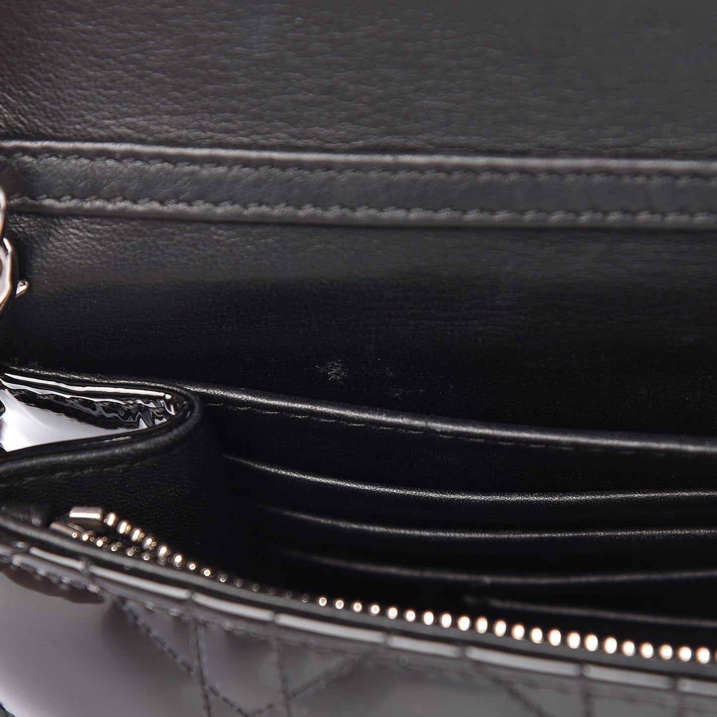 Patent Cannage Miss Dior Promenade Pouch Black