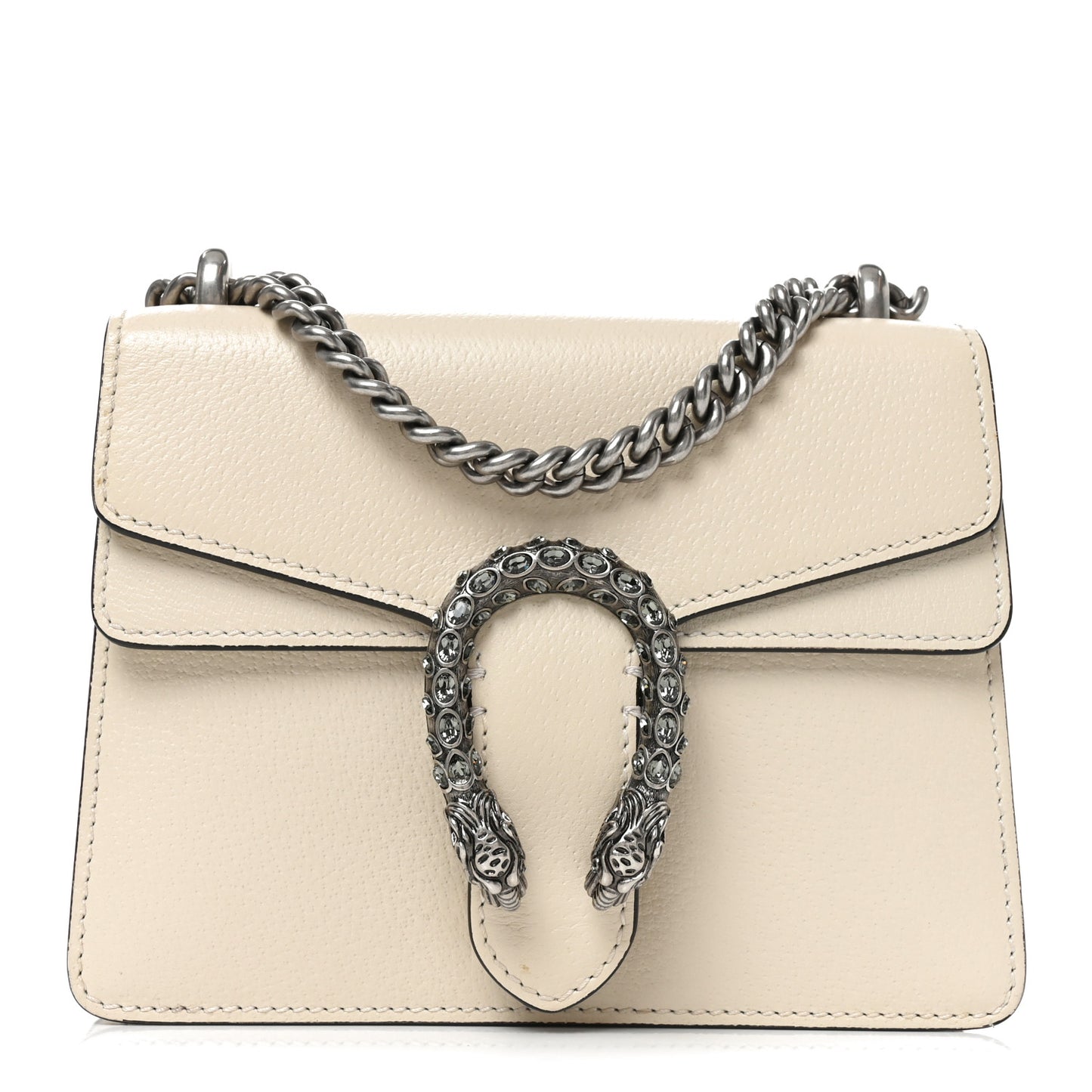 Textured Calfskin Crystal Mini Dionysus Shoulder Bag Mystic White