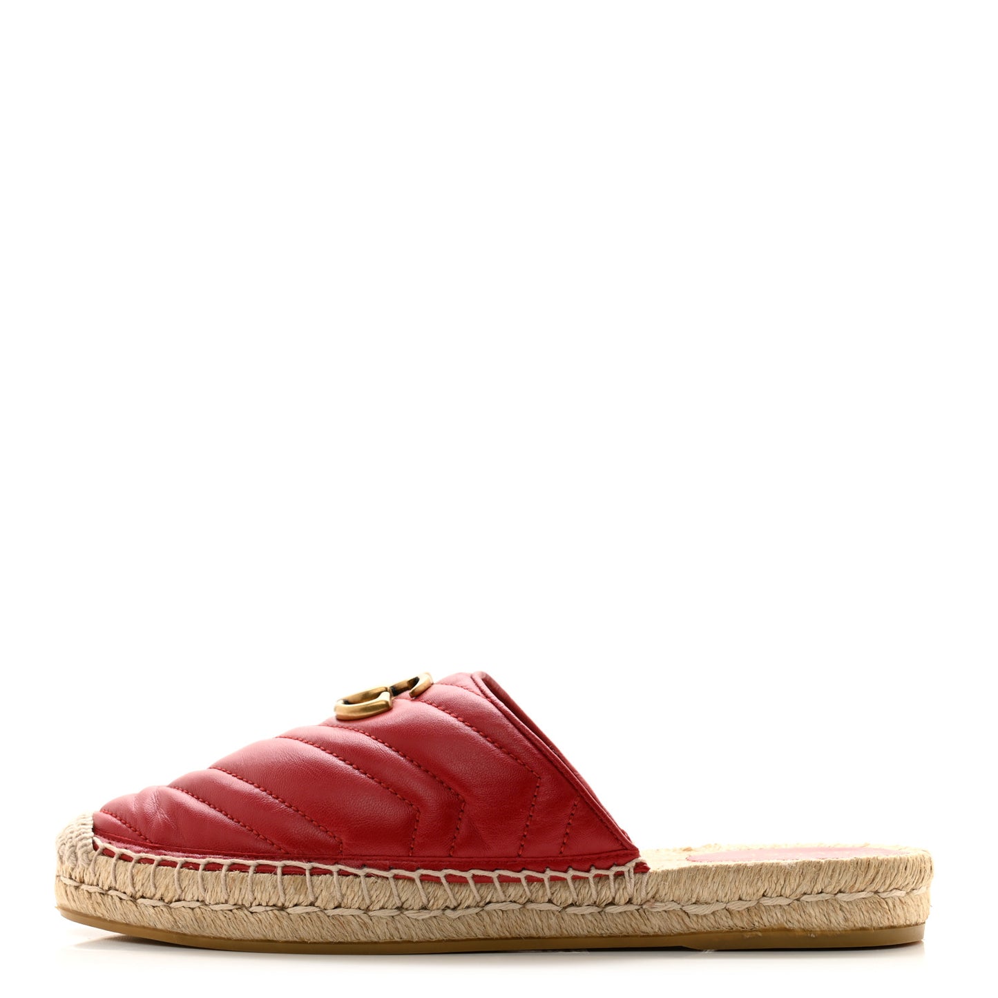Nappa Matelasse GG Marmont Espadrille Slippers 38.5 Hibiscus Red