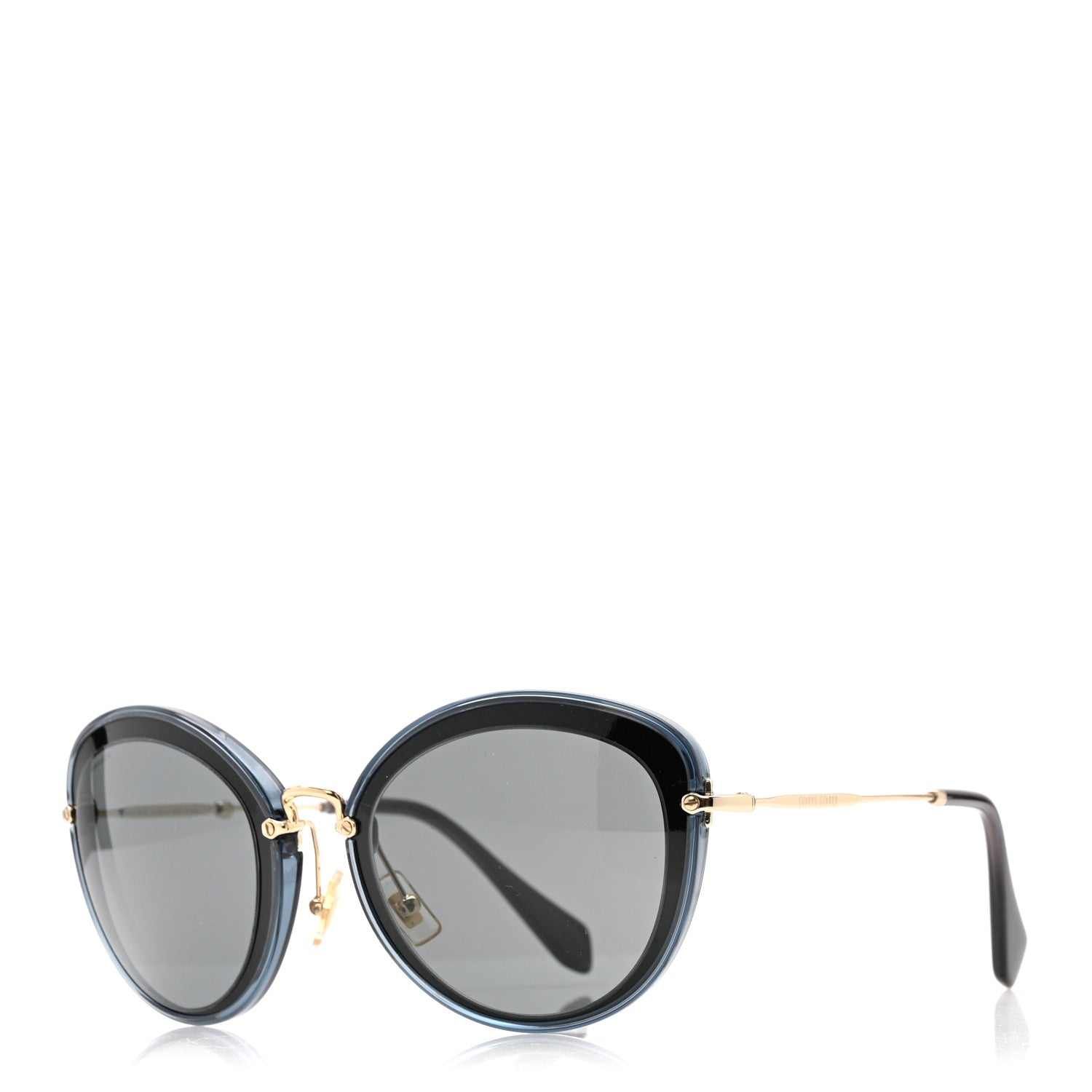 Miu Miu Metal Acetate Round Sunglasses SMU 50R Blue Gold 1 of 9