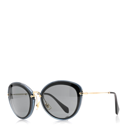 Miu Miu Metal Acetate Round Sunglasses SMU 50R Blue Gold 1 of 9