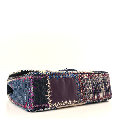 Chanel Denim Tweed Patchwork Jumbo Single Flap Multicolor 4 of 9