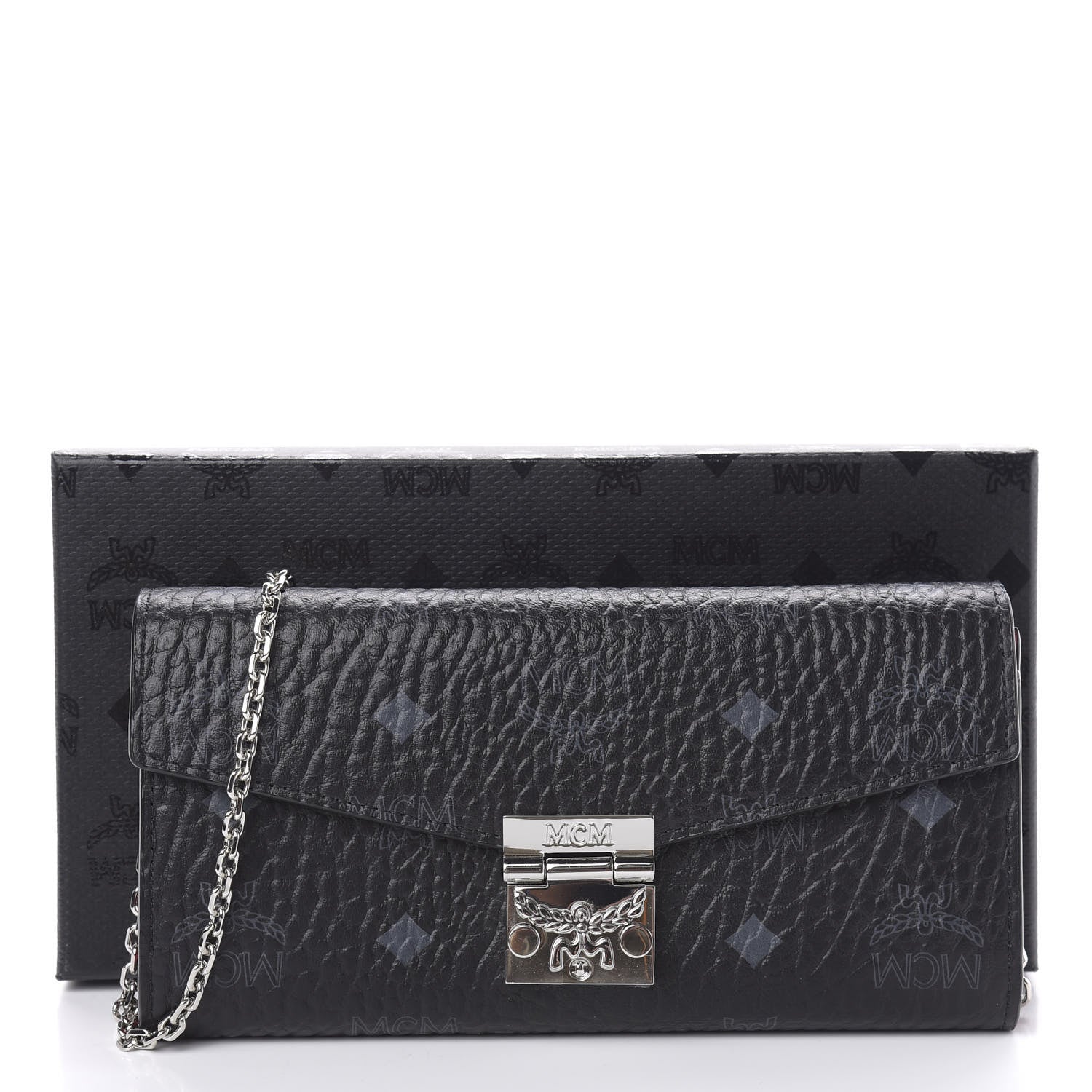MCM Visetos Large Patricia Wallet On Chain Black Red 11 of 11