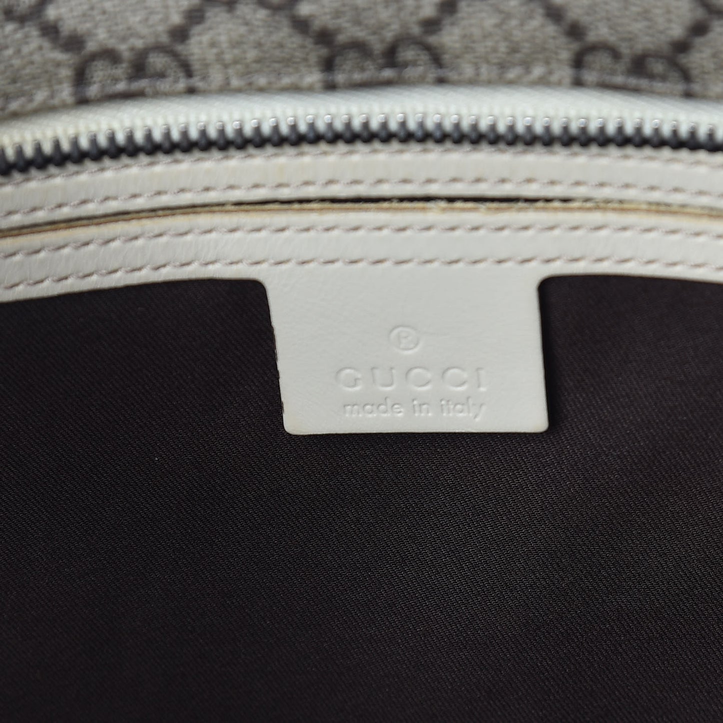 GG Supreme Monogram Medium Zippered Shopping Tote Off White