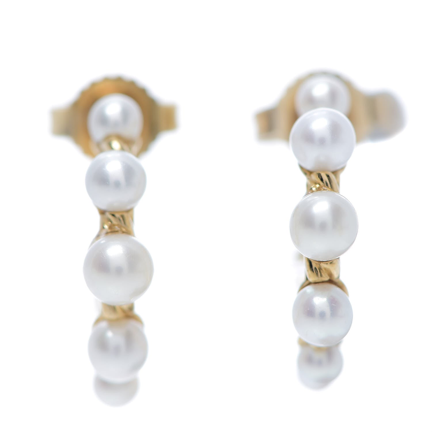 David Yurman 18K Yellow Gold Freshwater Pearl Petite Perle Hoop Earrings 3 of 4