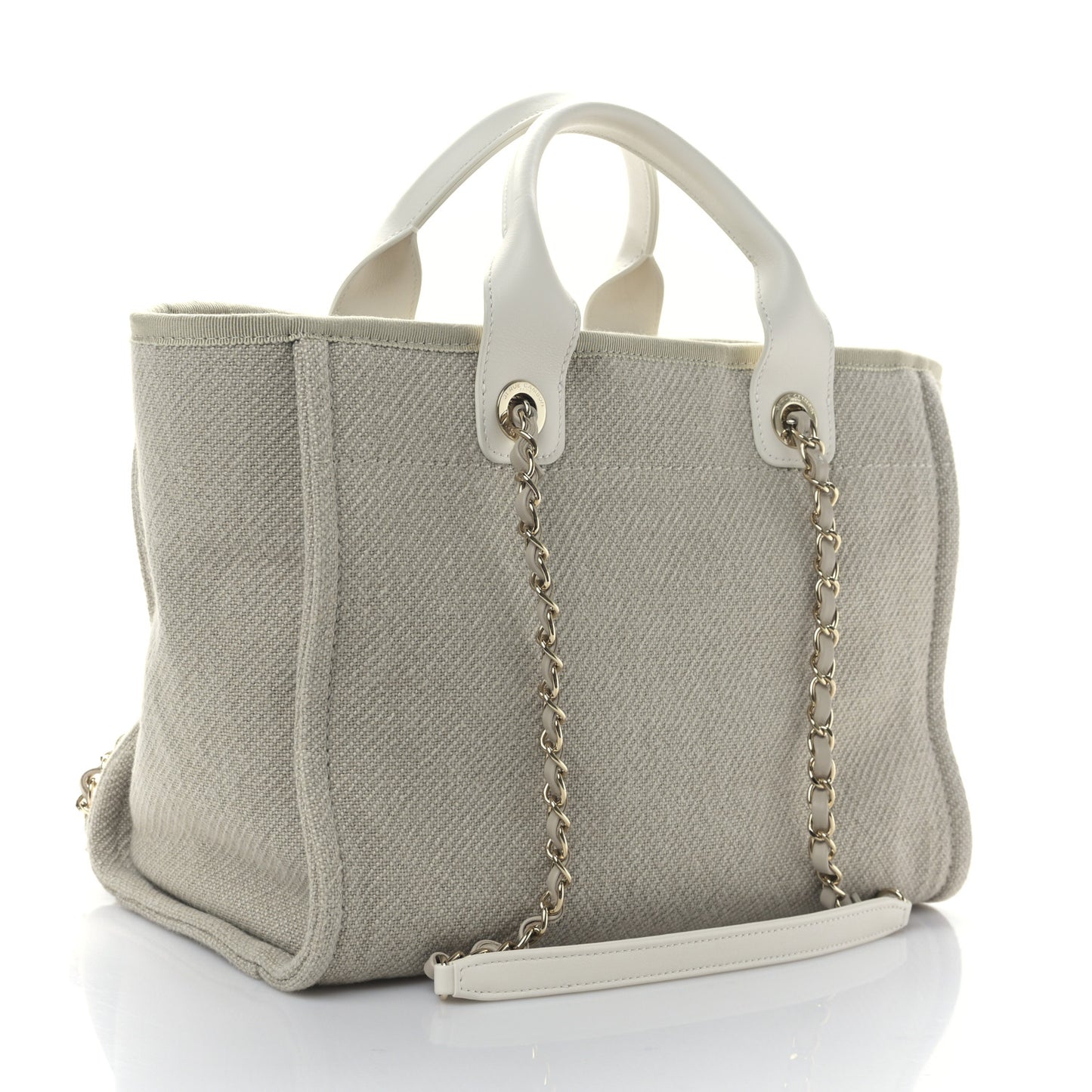 Mixed Fibers Calfskin Small Deauville Tote Light Grey