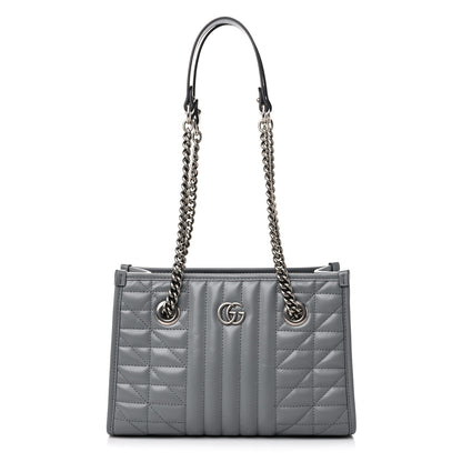 Gucci Calfskin Matelasse Aria Small GG Marmont Shoulder Tote Deep Grey 1 of 10