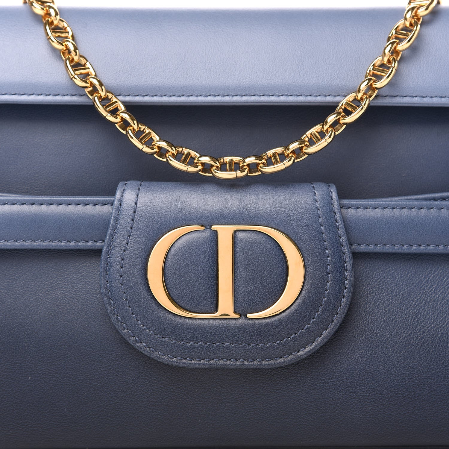 Christian Dior Smooth Calfskin Medium Diordouble Chain Bag Indigo Blue 9 of 10