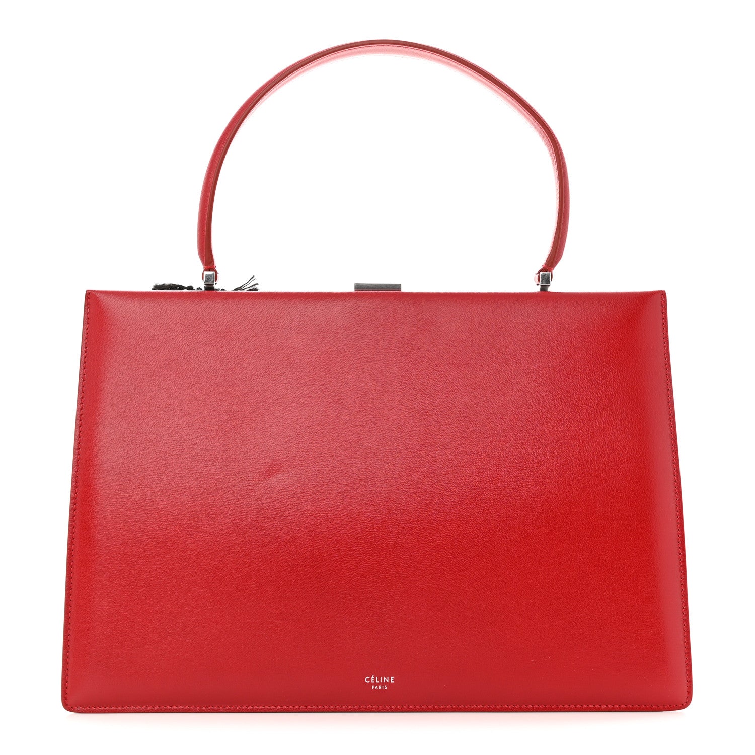 Celine Patina Box Calfskin Medium Clasp Bag Pop Red 1 of 11