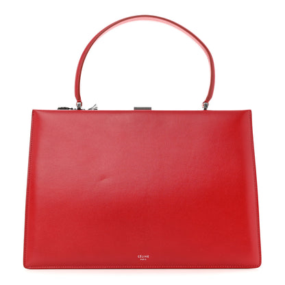 Celine Patina Box Calfskin Medium Clasp Bag Pop Red 1 of 11