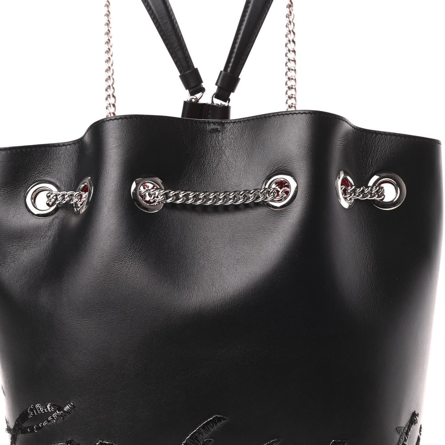 Calfskin Paris Marie Jane Logo Backpack Black