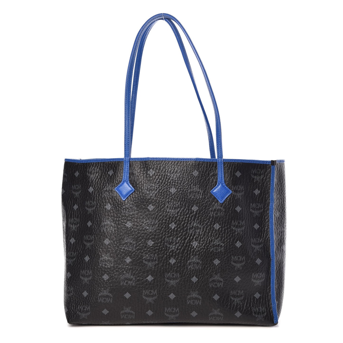 Metallic Visetos Medium Kira Shopper Tote Black Blue