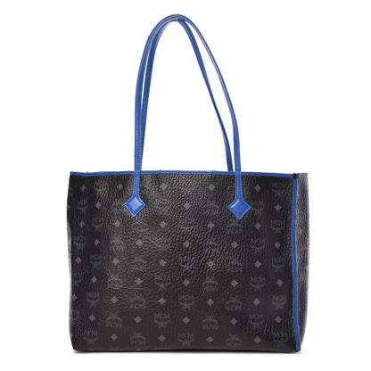 MCM Metallic Visetos Medium Kira Shopper Tote Black Blue 1 of 10