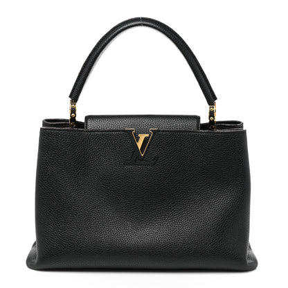 Louis Vuitton Taurillon Capucines MM Black Fuchsia 1 of 10