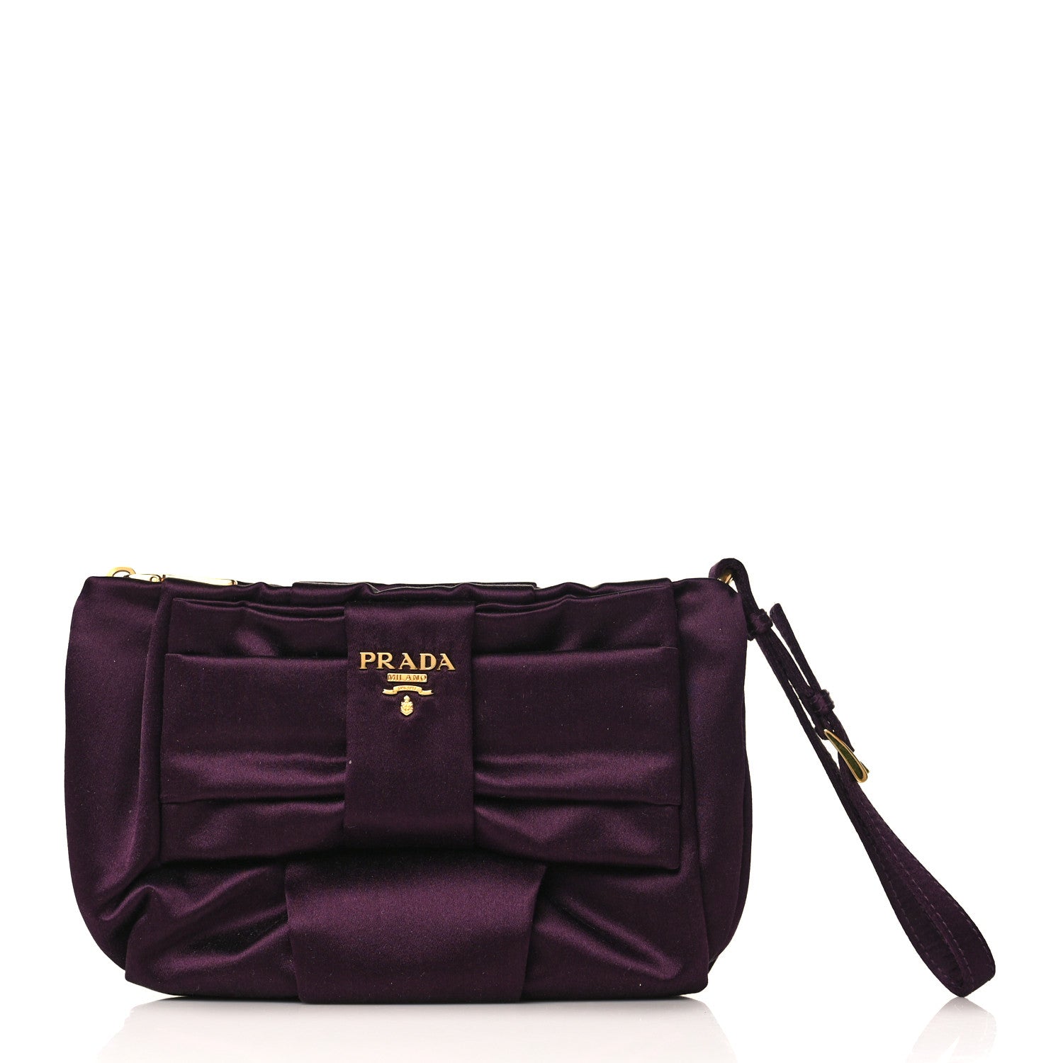Prada Satin Raso Bow Wristlet Prugna 1 of 10
