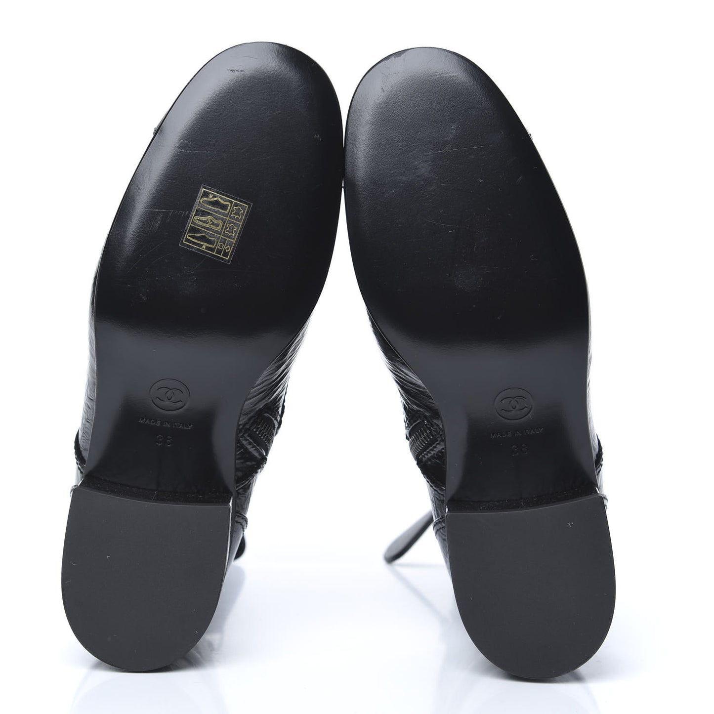 Patent Goatskin Cap Toe CC Lace Up Boots 38 Black