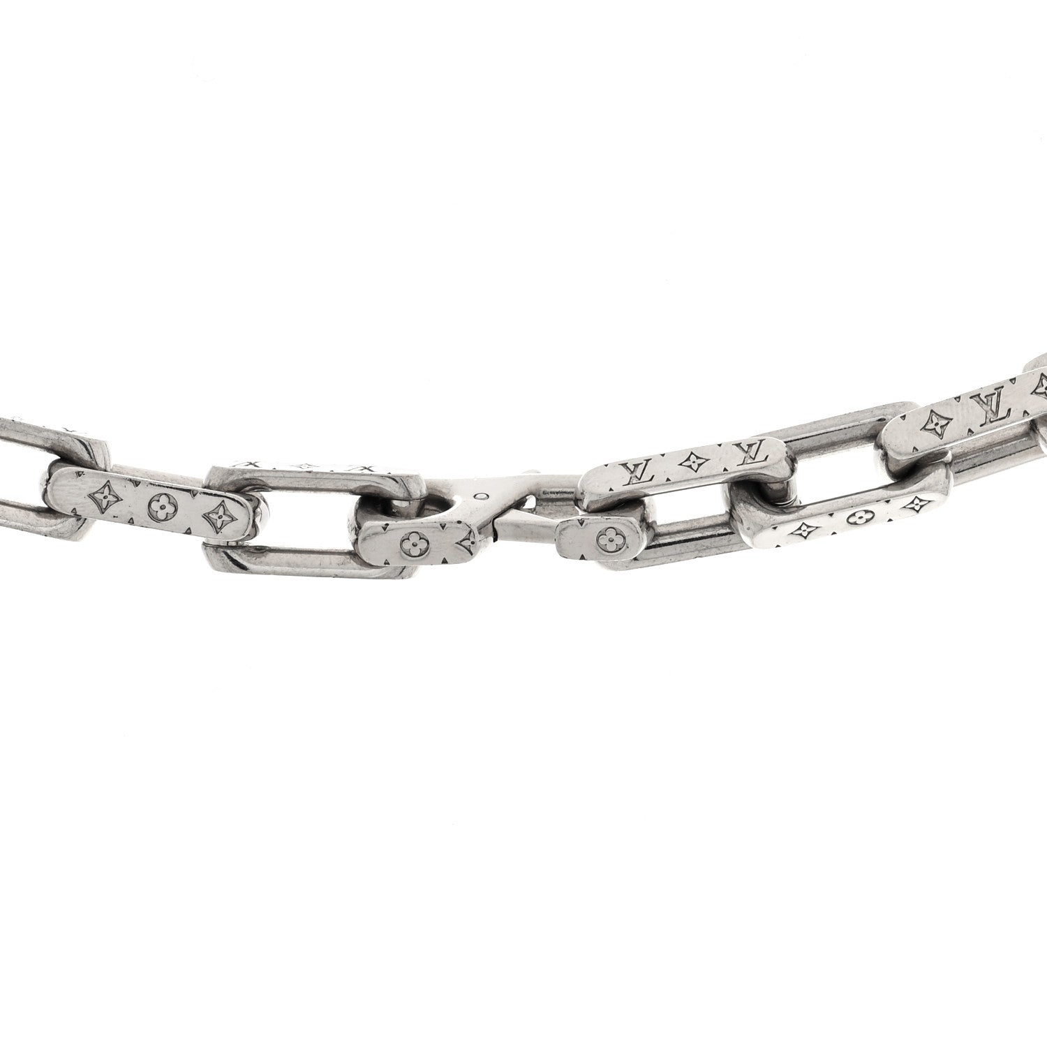 Louis Vuitton Monogram Chain Necklace Silver 4 of 4