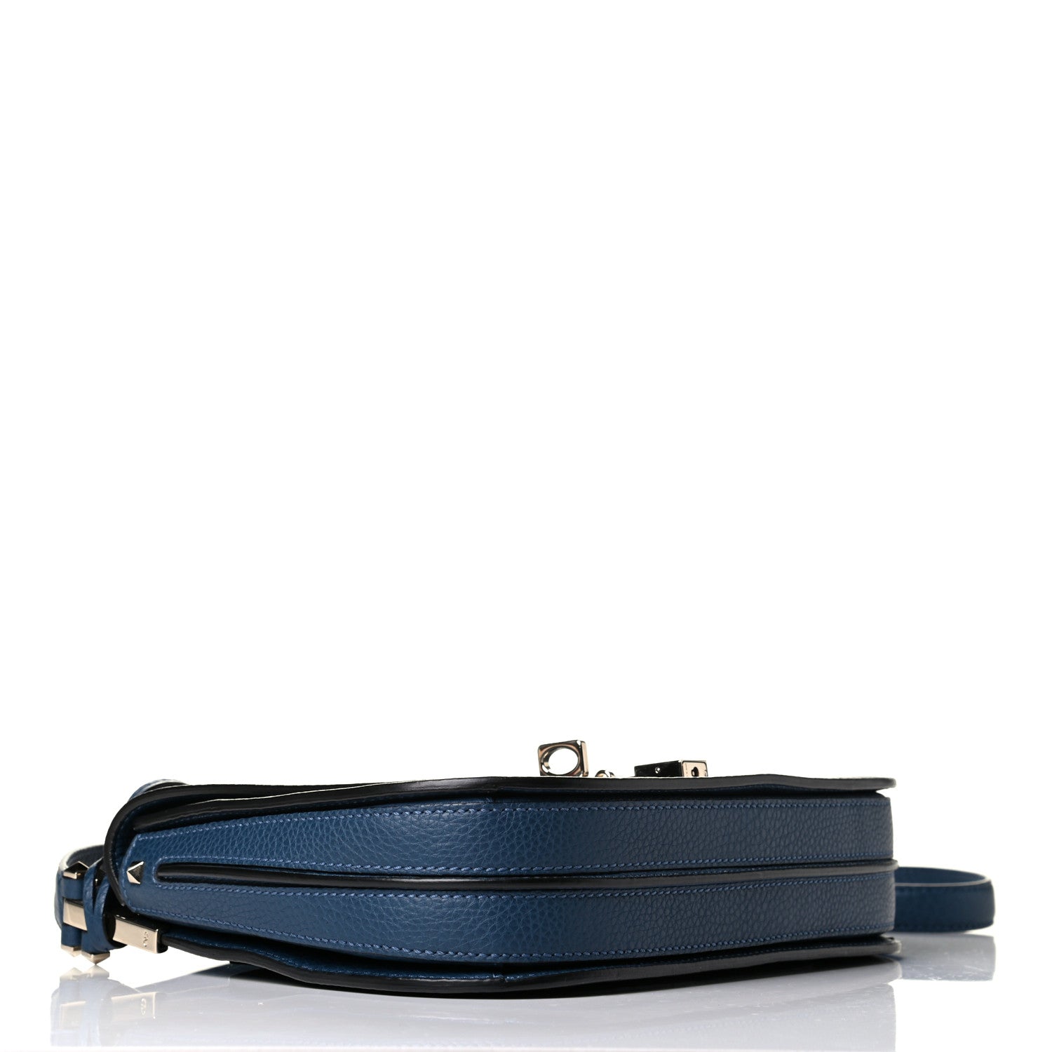 Valentino Garavani Pebbled Calfskin Joylock Flap Messenger Bag Blue 3 of 5