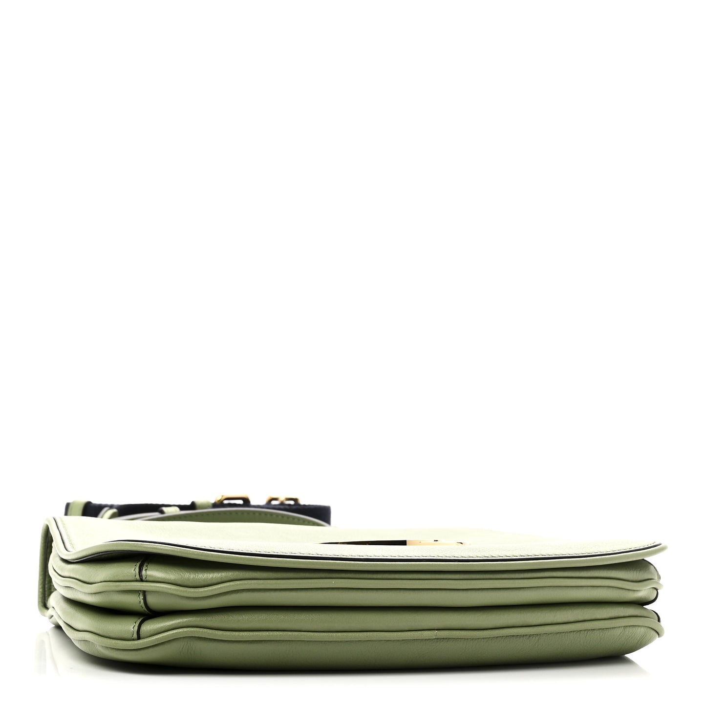 Roxy Calfskin Web Medium Blondie Top Handle Shoulder Flap Bag Salamander Green