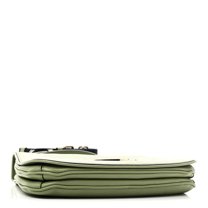 Gucci Roxy Calfskin Web Medium Blondie Top Handle Shoulder Flap Bag Salamander Green 4 of 10