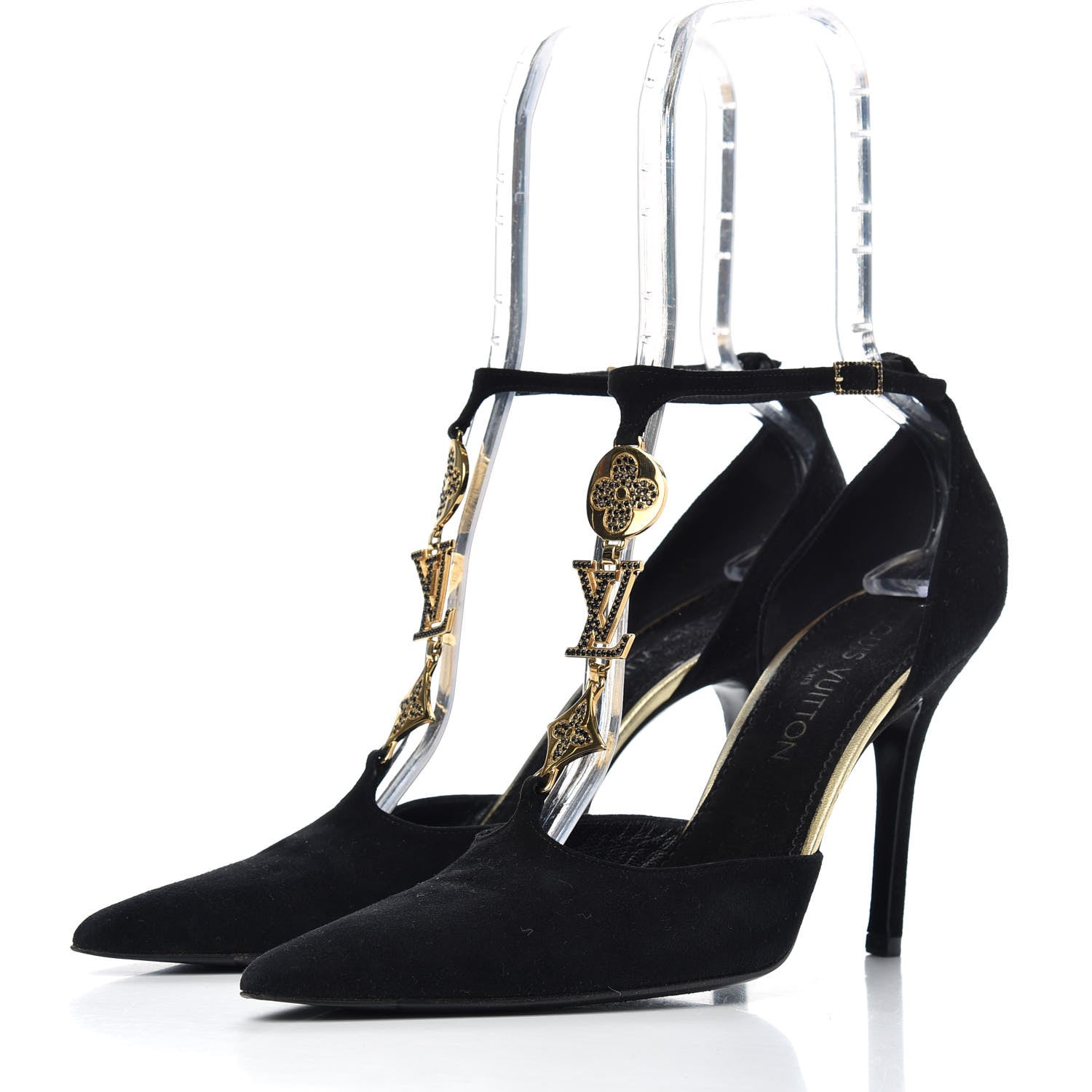 Louis Vuitton Suede Vegas T Strap Pumps 39.5 Black 3 of 9