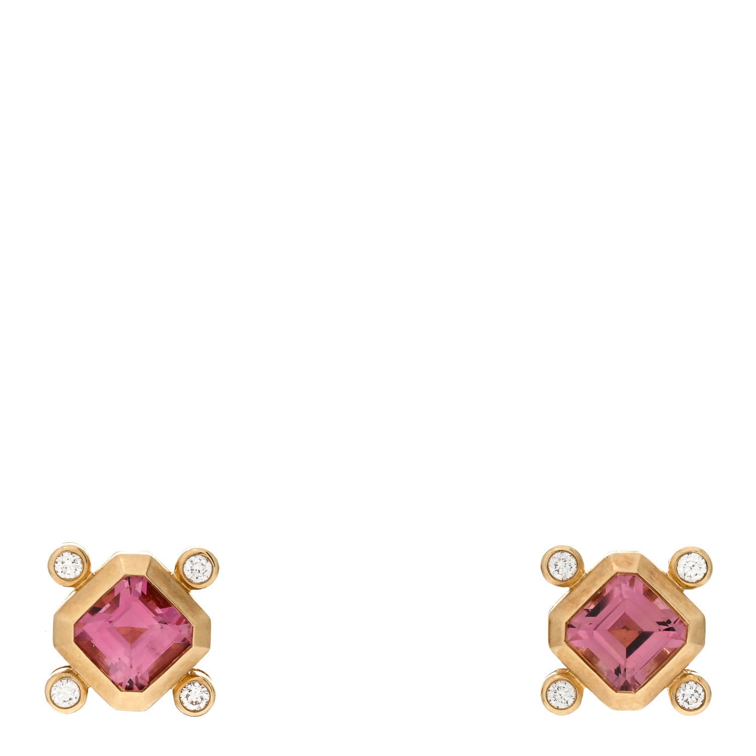 David Yurman 18K Yellow Gold Diamond Pink Tourmaline Novella Stud Earrings 1 of 4
