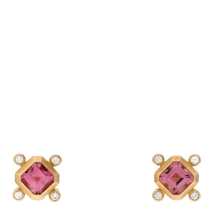 David Yurman 18K Yellow Gold Diamond Pink Tourmaline Novella Stud Earrings 1 of 4