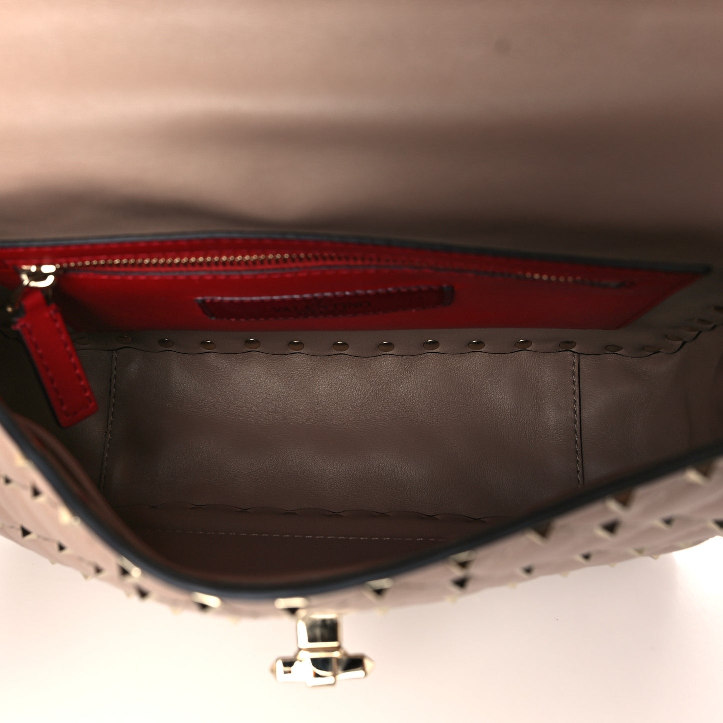 Lambskin Medium Rockstud Spike Shoulder Bag Poudre