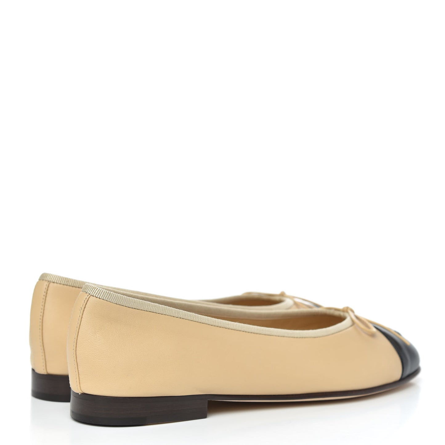 Lambskin Cap Toe CC Ballerina Flats 36.5 Beige Black
