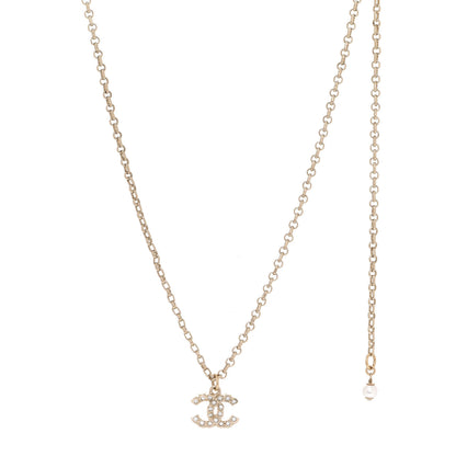 Chanel Pearl Crystal CC Pendant Necklace Gold 1 of 6